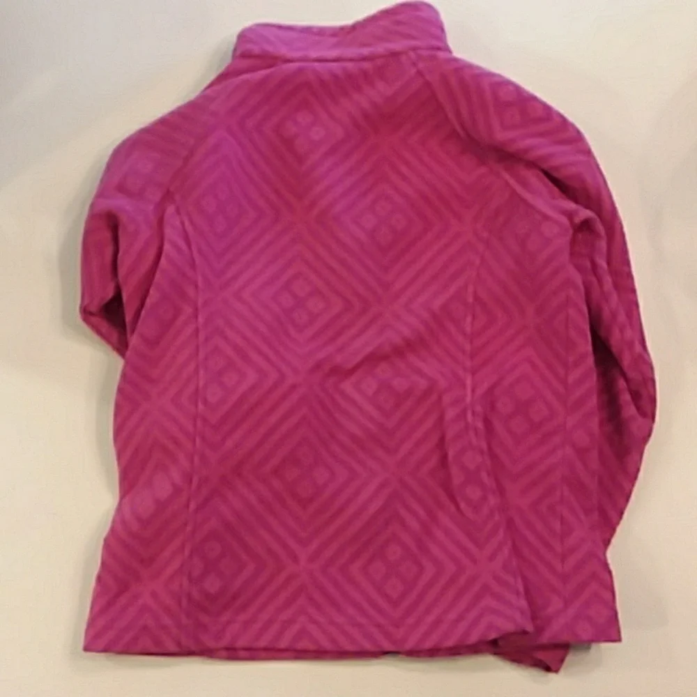 Columbia Pink Geometric Print Full Zip Fleece Jacket Mock Neck Medium